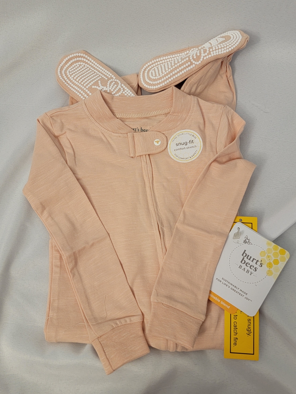 NWT Burt's Bees Baby Peach Knit Onesie Size 24 Months